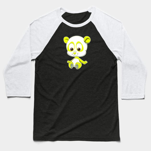 Yellow Baby Panda Baseball T-Shirt by Wickedcartoons